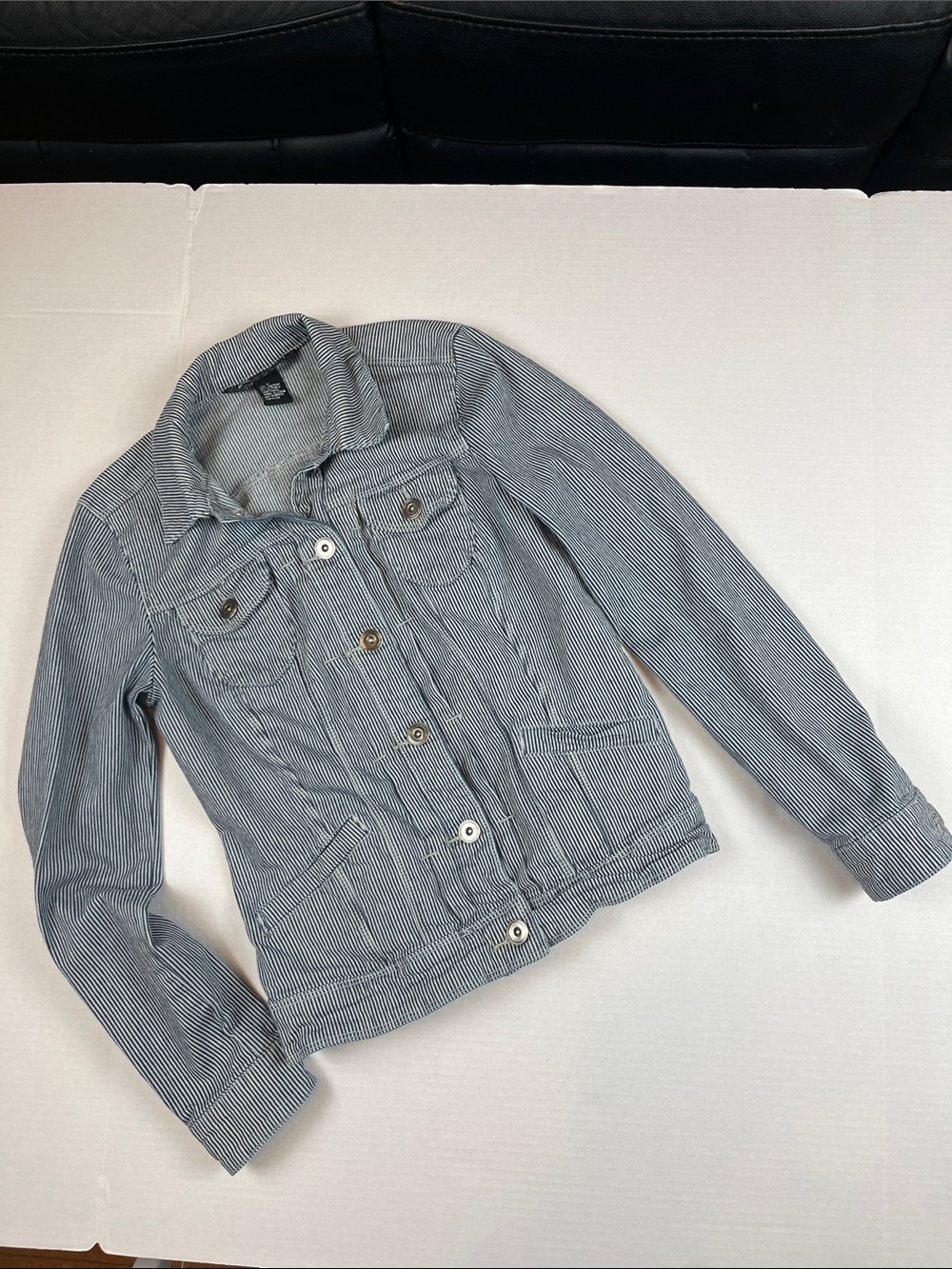 Baccini Railroad Stripe Denim Jacket- size small